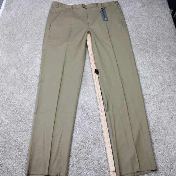 Zanella Todd Dress Pants NWT Mens 42 Beige 100% Wool Flat Front Unhemmed - Picture 3 of 12
